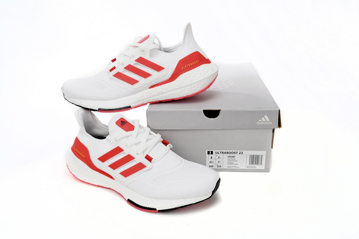 Adidas UltraBoost 22 White Vivid Red - High Performance Running Shoes