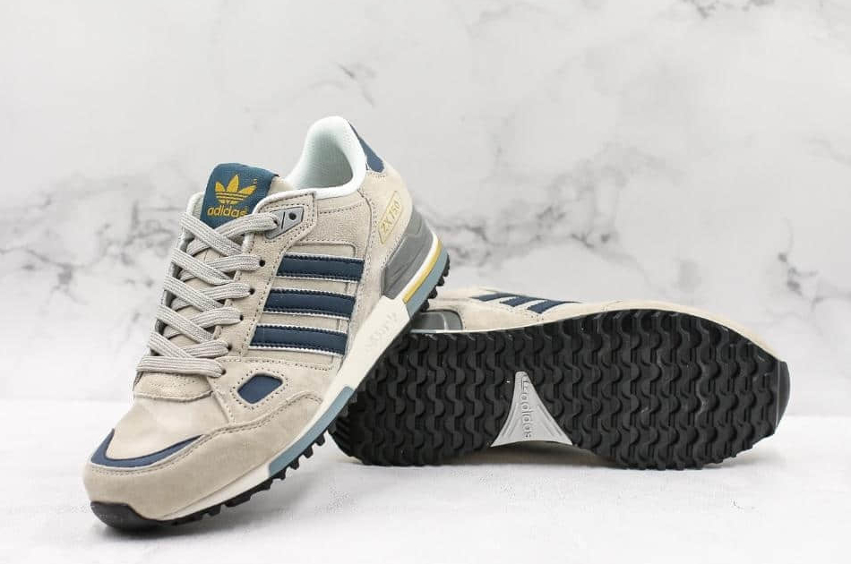Adidas Originals ZX 750 Grey Navy Blue Metallic Gold Shoes Q35066 - Stylish and Trendy Footwear for Men