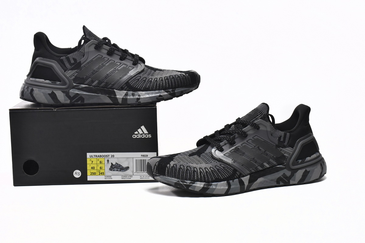 Adidas UltraBoost 20 Geometric Pack - Core Black Grey FV8329 | Fast Shipping, Limited Stock
