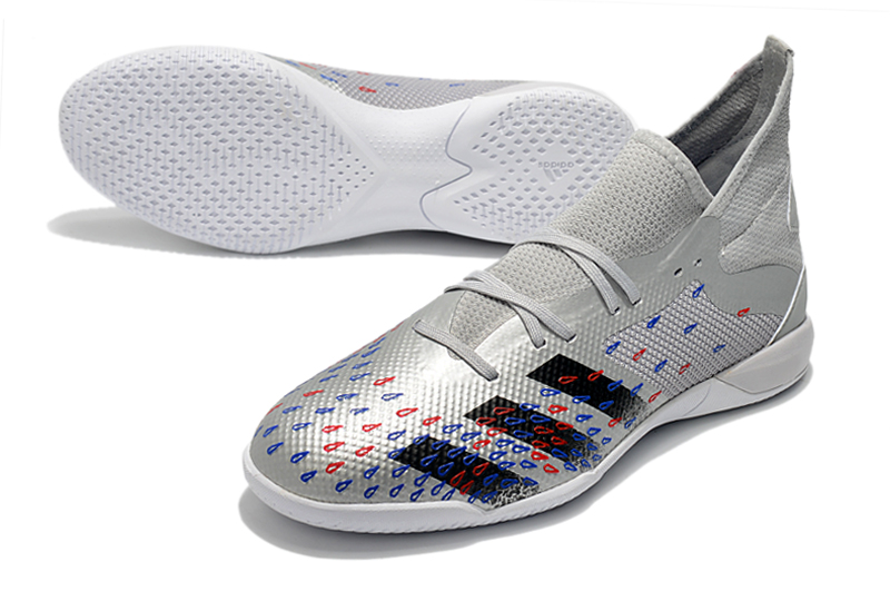 Adidas Predator Freak.1 Low IC - White Black Blue | Ultimate Indoor Soccer Shoe