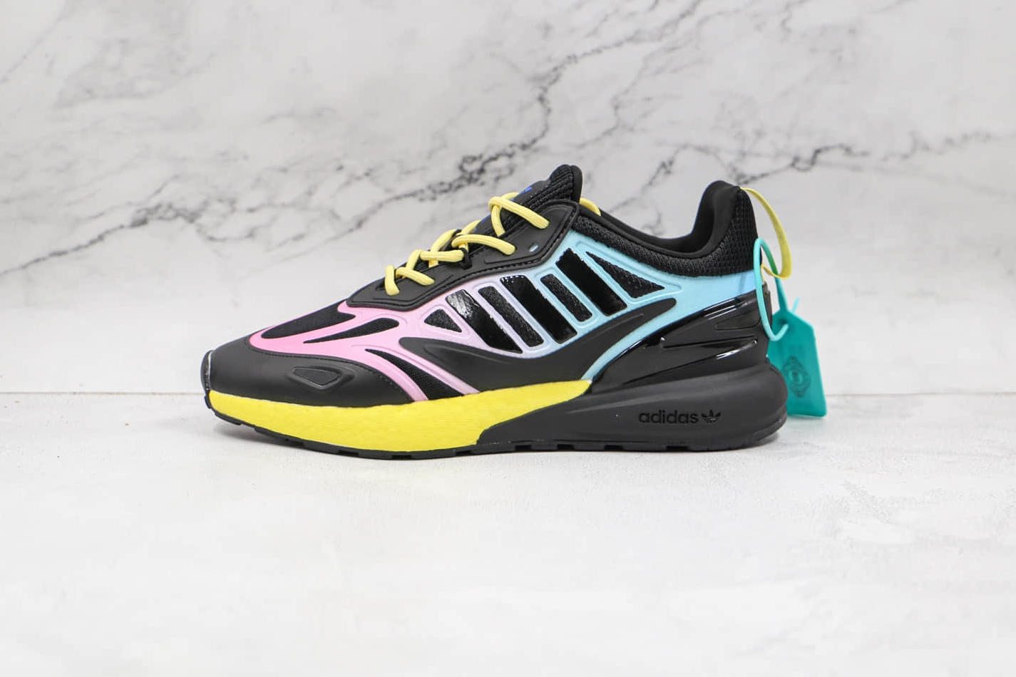 Adidas ZX 2K Boost 2.0 Sneakers: Black Yellow Ink | GY8283